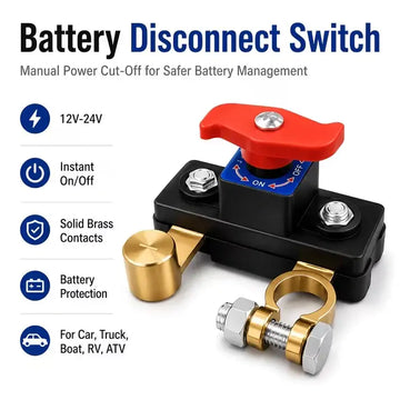 PowerCut Pro — 12V-24V Heavy-Duty Battery Disconnector Switch (Car, Truck, Tractor, RV)