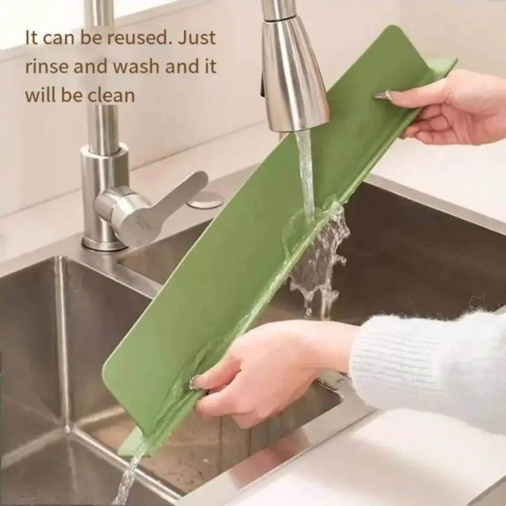 Silicone Sink Water Splash Guard With Suction for Kitchen & Bathroom Faucets